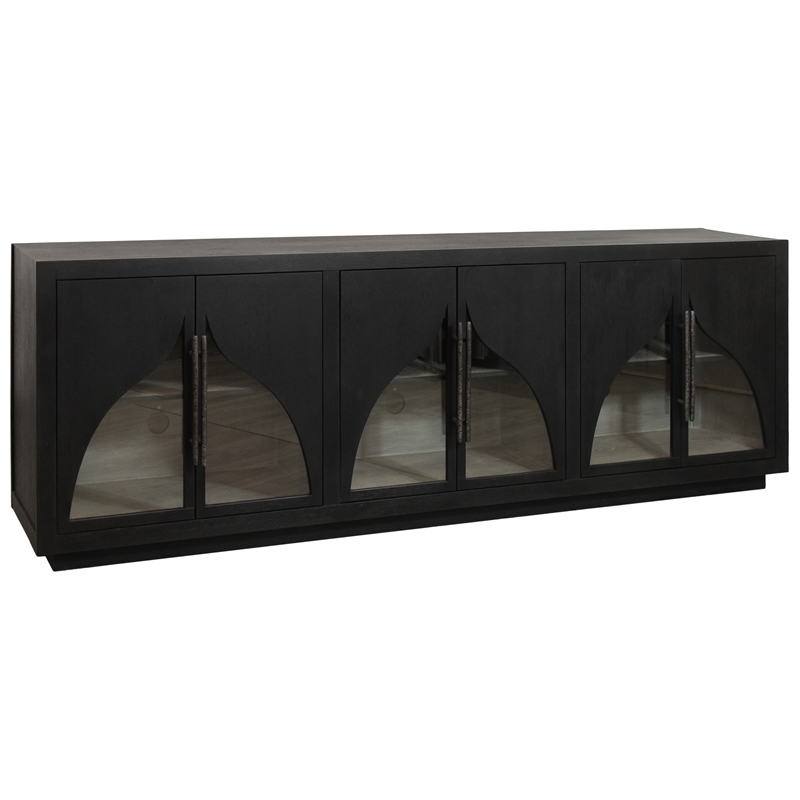 Kate 6-Door Solid Wood Sideboard with Oak Wood in a Dark Brown Finish