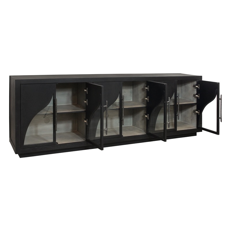 Kate 6-Door Solid Wood Sideboard with Oak Wood in a Dark Brown Finish