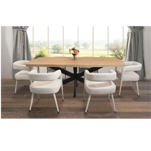 Logan 7 Piece Dining Set With 82&quot Dining Table And 6 Galway Ivory Side Chairs