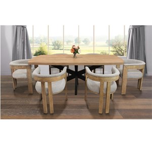 Logan 7 Piece Set With 82&quot Dining Table And 6 Trish Gray Arm Chairs