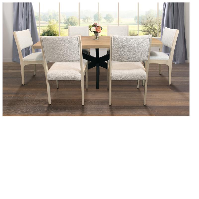 Logan 7-Piece Dining Set with 6 Ash Ivory Boucle Dining Chairs