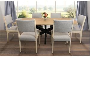 Logan 7-Piece Dining Set with 6 Ash Gray Boucle Dining Chairs