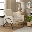 Emilia Lounge Chair in Boucle Beige Fabric with Toughened Iron Frame