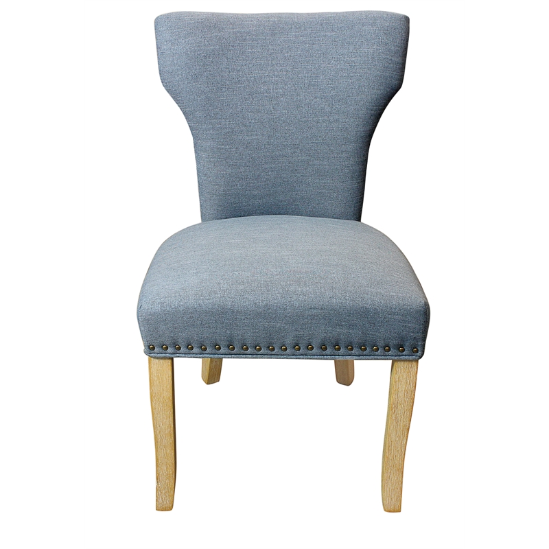 Logan 9-Piece Set with 8 Jill Solid Wood Side Chairs in Denim with Natural Legs