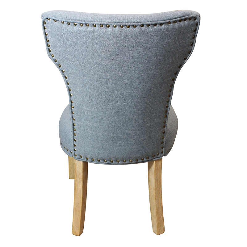 Logan 9-Piece Set with 8 Jill Solid Wood Side Chairs in Denim with Natural Legs