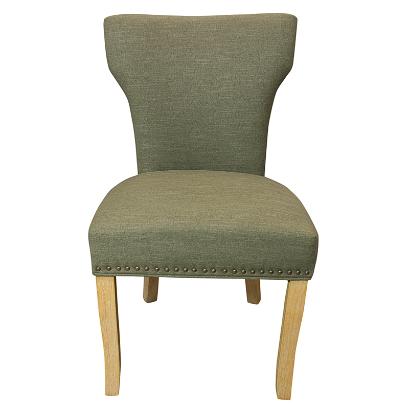 Logan 9-Piece Set with 8 Jill Solid Wood Side Chairs in Green with Natural Legs