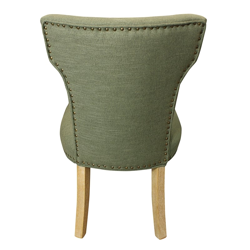 Logan 9-Piece Set with 8 Jill Solid Wood Side Chairs in Green with Natural Legs