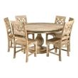 Jenna Pedestal Dining Table in Coastal Natural Finish On Mango Solid Wood