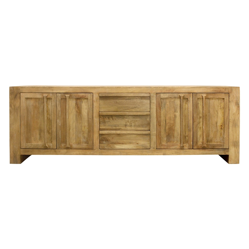 Jaden Sideboard 3 Drawers 4 Doors in Distressed Natural Finish on Solid Wood