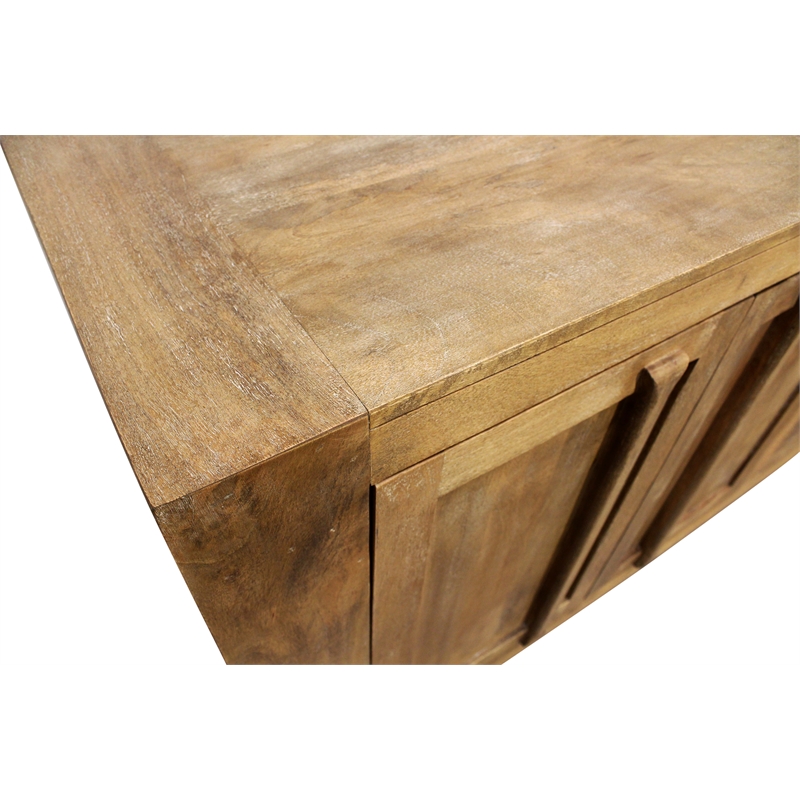Jaden Sideboard 3 Drawers 4 Doors in Distressed Natural Finish on Solid Wood