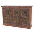 Arvada 3-Door Buffet Hand-Carved Solid Wood in Traditional Brown
