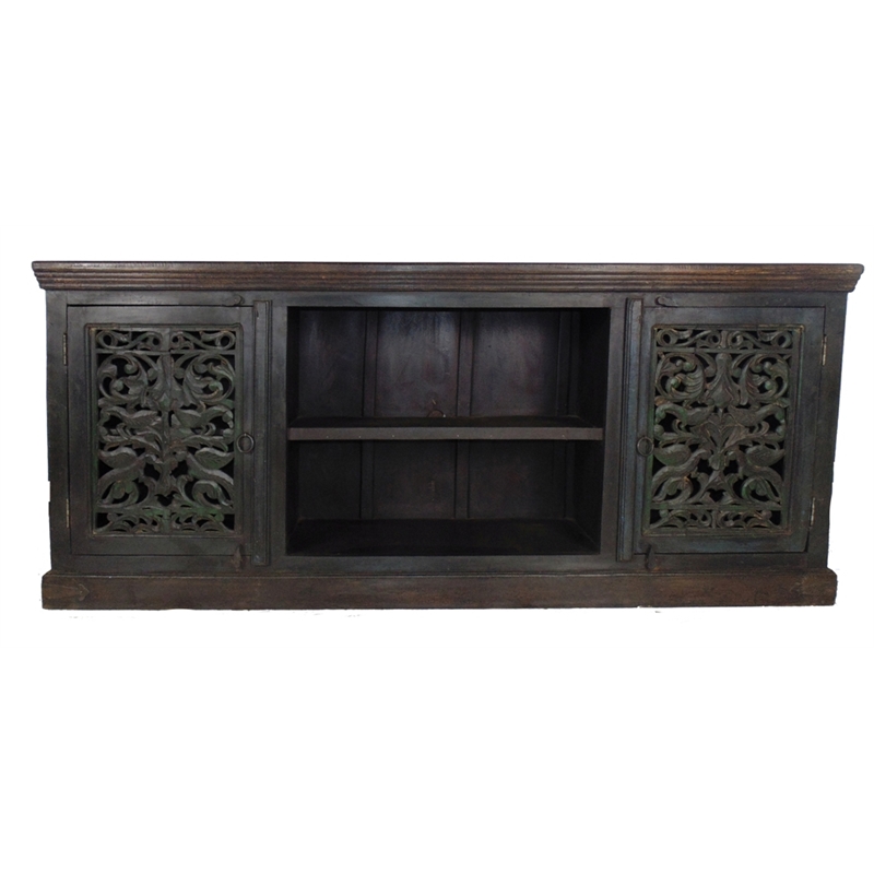 Arvada 2-Door Plasma in Traditional Hand-Carved Dark Solid Wood