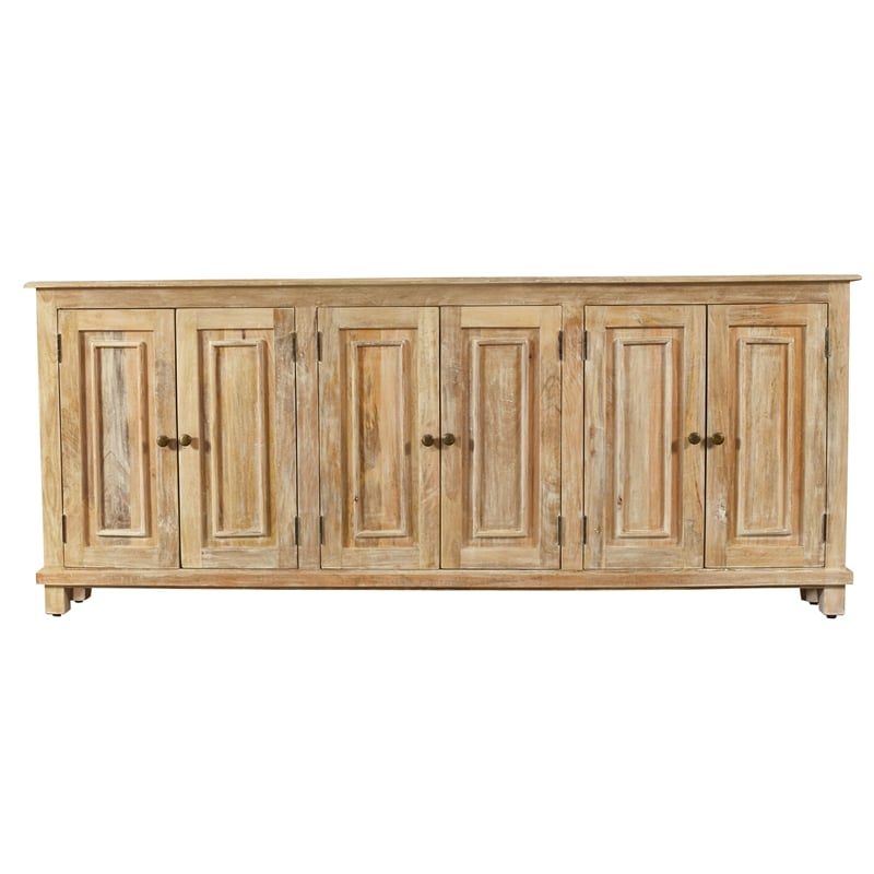 Jenna 6-Door Sideboard in a Coastal Natural Finish on Solid Wood