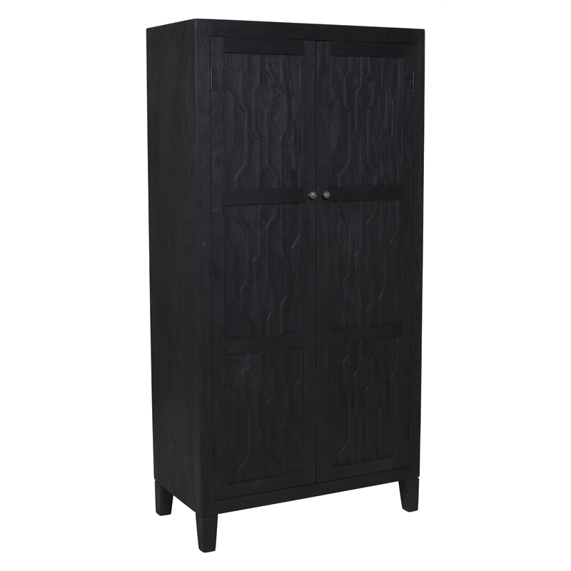 Orchard Tall Cabinet in Transitional Graphite Black Finish Reclaimed Solid Wood