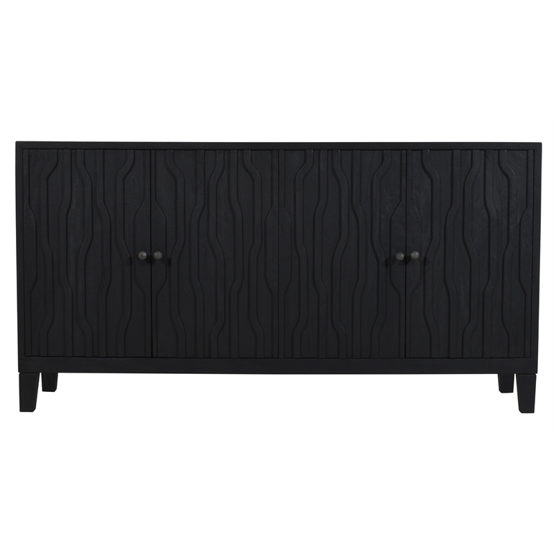 Orchard 4-Door Sideboard in Transitional Graphite Black on Reclaimed Solid Wood