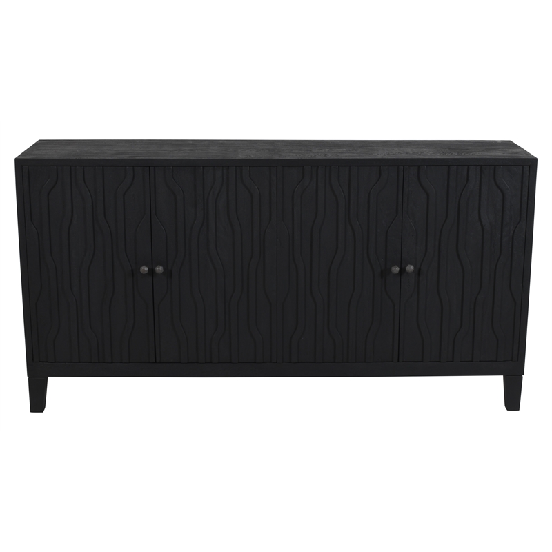 Orchard 4-Door Sideboard in Transitional Graphite Black on Reclaimed Solid Wood