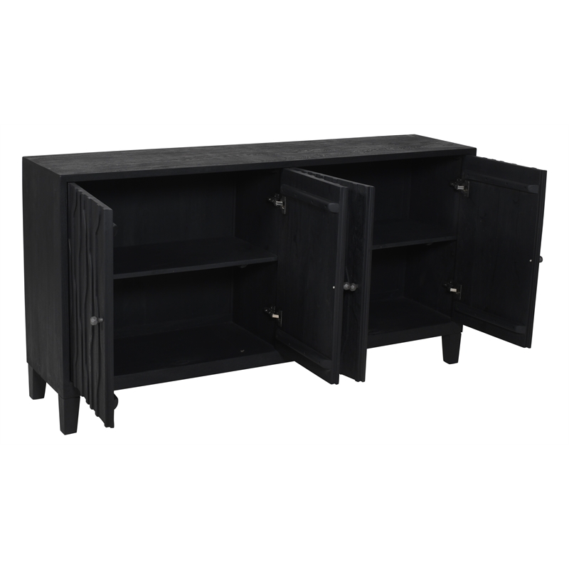 Orchard 4-Door Sideboard in Transitional Graphite Black on Reclaimed Solid Wood