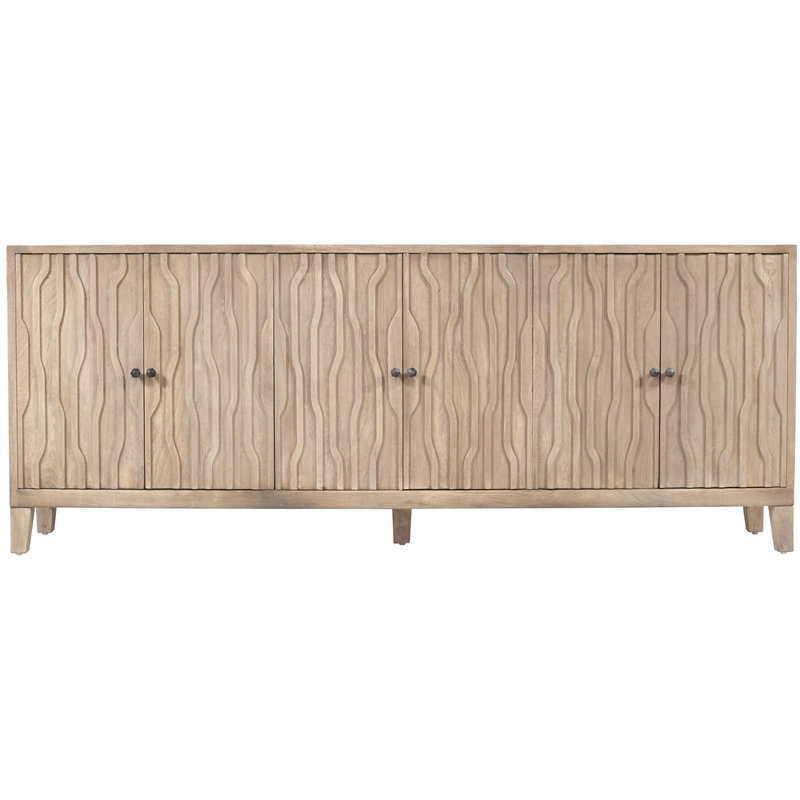 Orchard 6-Door Sideboard Transitional Light Ash Ivory on Reclaimed Solid Wood