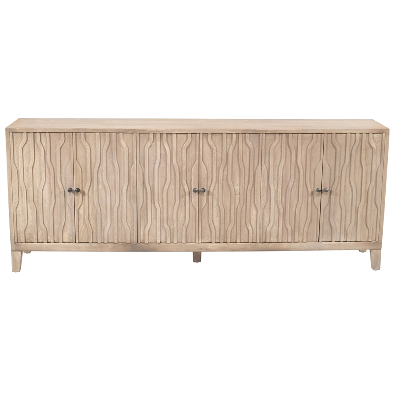 Orchard 6-Door Sideboard Transitional Light Ash Ivory on Reclaimed Solid Wood