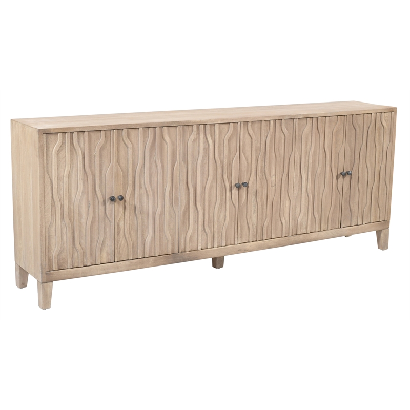 Orchard 6-Door Sideboard Transitional Light Ash Ivory on Reclaimed Solid Wood