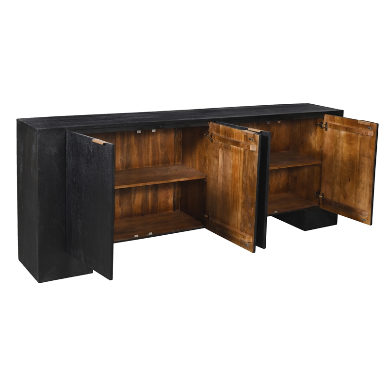 Goliath 4-Door Sideboard in Modern Charcoal Gray Finish on Mango Solid Wood