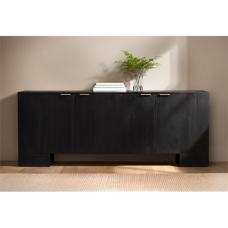 Goliath 4-Door Sideboard in Modern Charcoal Gray Finish on Mango Solid Wood