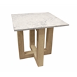 Bradford Square End Table in Modern White Marble on Solid Wood Base