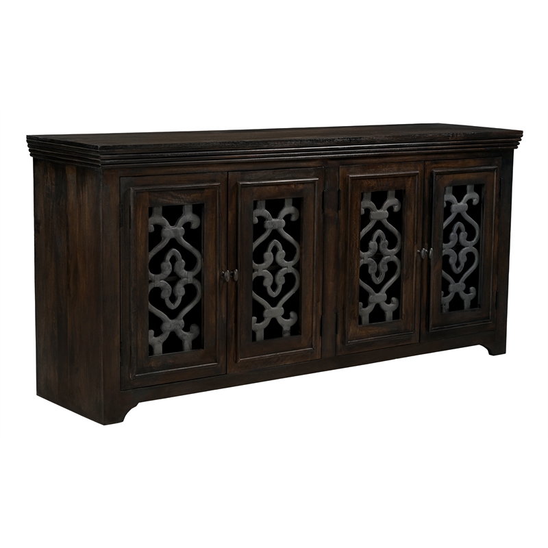 Hearst 4-Door Sideboard in Traditional Barista Brown Finish on Solid Wood