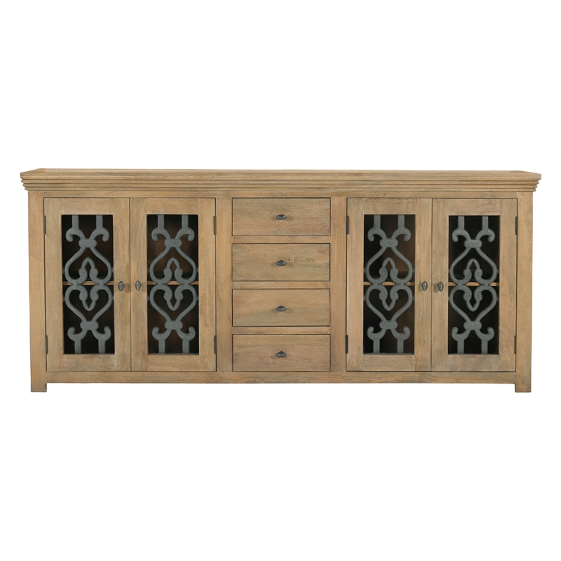 Hearst Sideboard 4-Drawer 4-Door in Traditional Natural Finish on Solid Wood