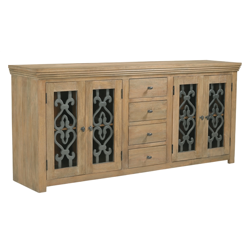 Hearst Sideboard 4-Drawer 4-Door in Traditional Natural Finish on Solid Wood