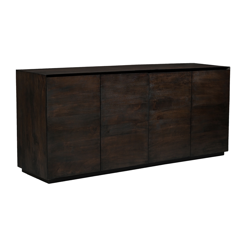 Flagstaff 4-Door Sideboard in Modern Barista Brown Finish on Solid Wood