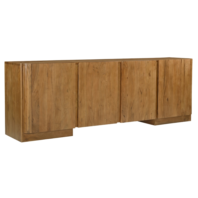 Percy 4-Door Sideboard in Modern Acacia Tan Finish on Acacia Solid Wood