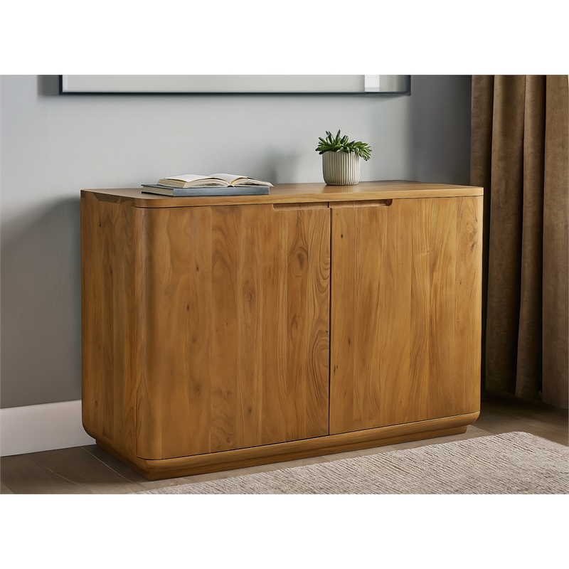 Bernard 2-Door Sideboard in Modern Acacia Tan Finish on Acacia Solid Wood