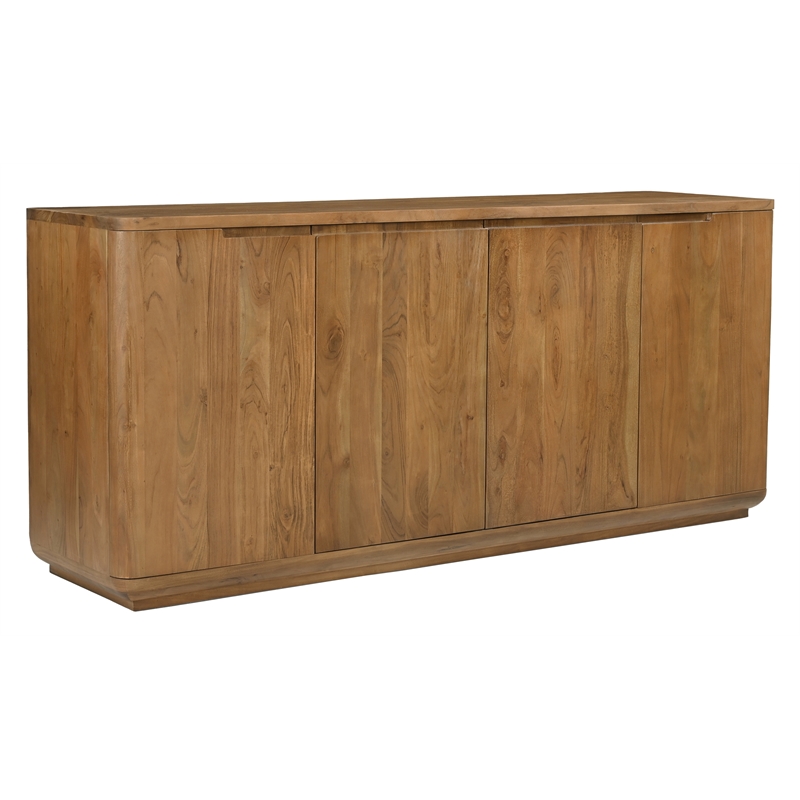 Bernard 4-Door Sideboard in Modern Acacia Tan Finish on Acacia Solid Wood