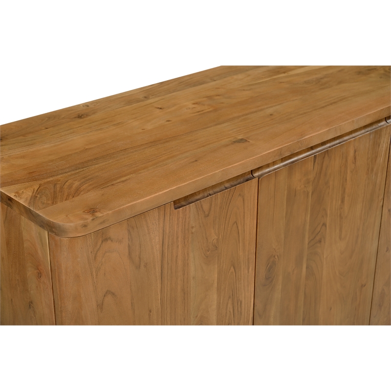 Bernard 4-Door Sideboard in Modern Acacia Tan Finish on Acacia Solid Wood