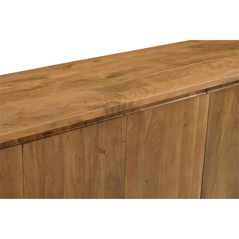 Bernard 6-Door Sideboard in Modern Acacia Tan Finish on Acacia Solid Wood