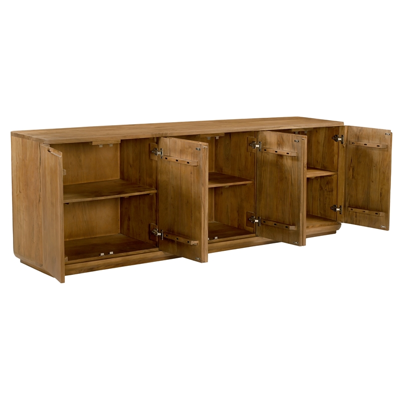 Bernard 6-Door Sideboard in Modern Acacia Tan Finish on Acacia Solid Wood