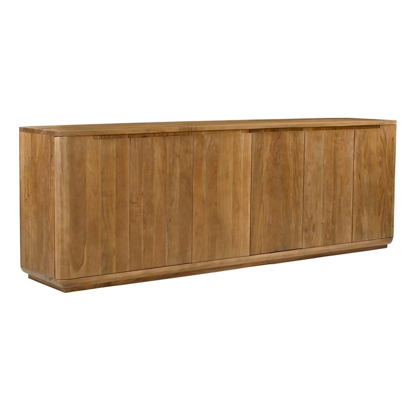 Bernard 6-Door Sideboard in Modern Acacia Tan Finish on Acacia Solid Wood