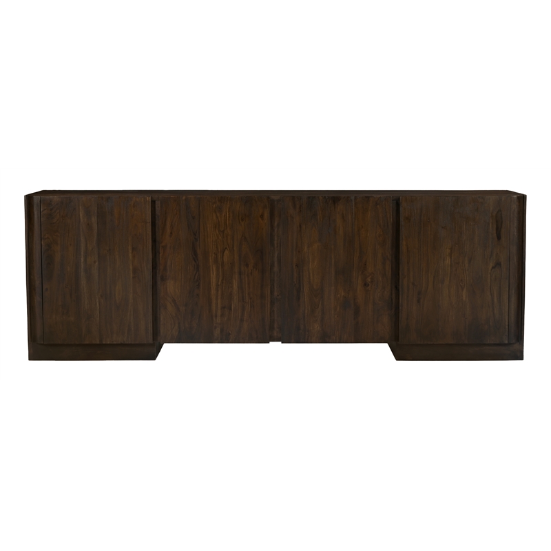 Percy 4-Door Sideboard in Modern Barista Brown Finish on Acacia Solid Wood