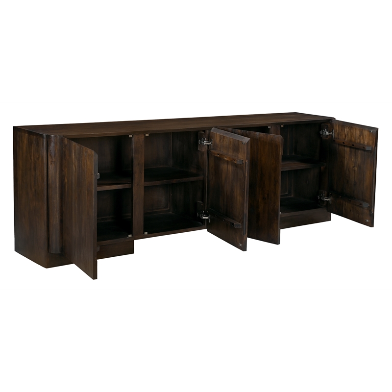 Percy 4-Door Sideboard in Modern Barista Brown Finish on Acacia Solid Wood