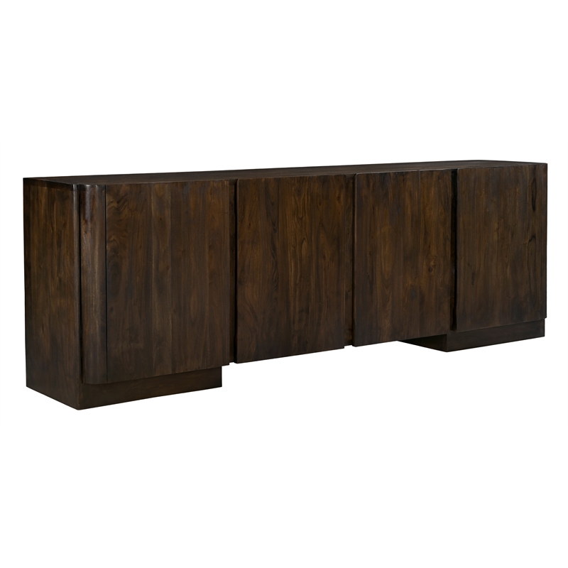 Percy 4-Door Sideboard in Modern Barista Brown Finish on Acacia Solid Wood