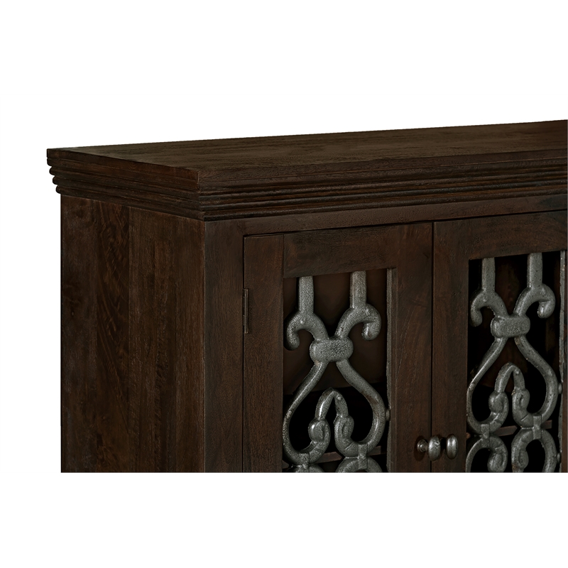 Hearst 4-Door 4-Drawer Sideboard in Traditional Barista Brown Finish Solid Wood
