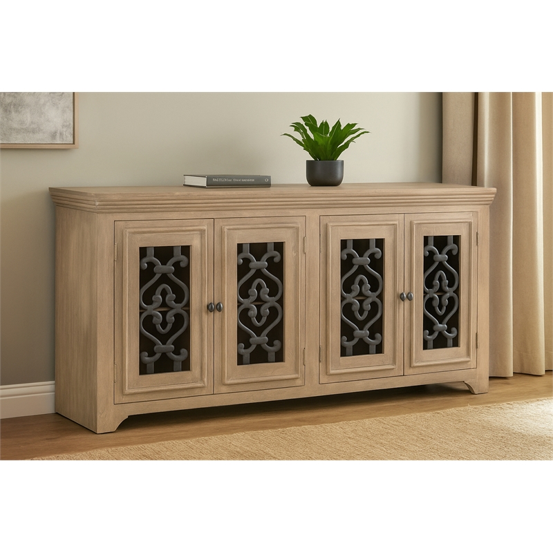 Hearst 4-Drawer Sideboard in Traditional Natural Finish on Solid Wood