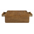 Flagstaff Square Cocktail Table 2-Drawer in Modern Spice Tan Finished Solid Wood