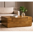 Flagstaff Square Cocktail Table 2-Drawer in Modern Spice Tan Finished Solid Wood