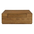 Flagstaff Square Cocktail Table 2-Drawer in Modern Spice Tan Finished Solid Wood
