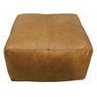 Batton Genuine Leather Pouf in Mid-Century Caramel Tan Finish