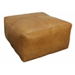 Batton Genuine Leather Pouf in Mid-Century Caramel Tan Finish