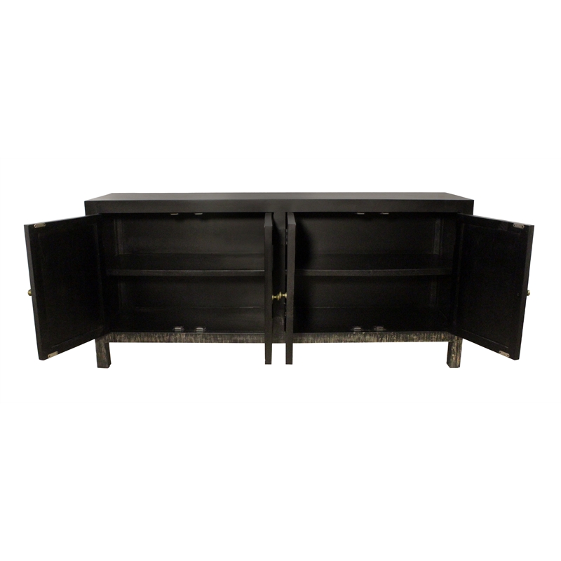Magma 4-Door Sideboard in Modern Distressed Black Finish on Solid Wood