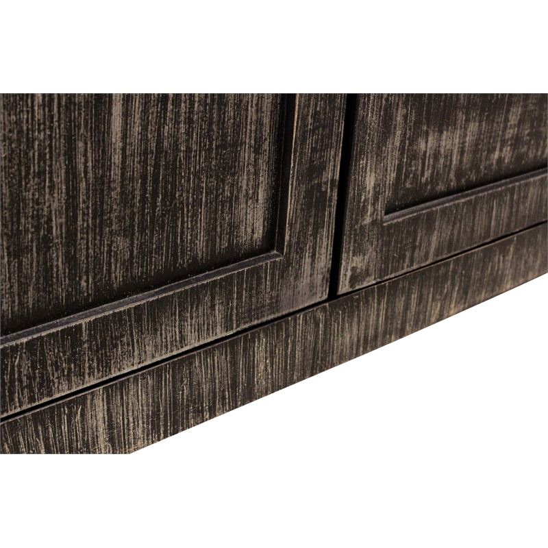 Magma 4-Door Sideboard in Modern Distressed Black Finish on Solid Wood